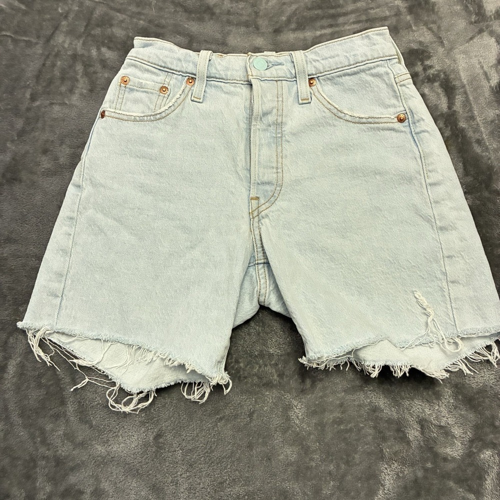 Levi's Premium 501 90s Shorts Womens 24 Button Fly Raw‎ Hem High Rise